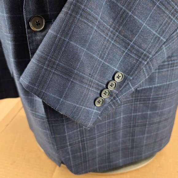 Brooks Brothers Regent 1818 Wool Men Sport Coat Blazer Blue Windowpane 46R - Picture 6 of 15